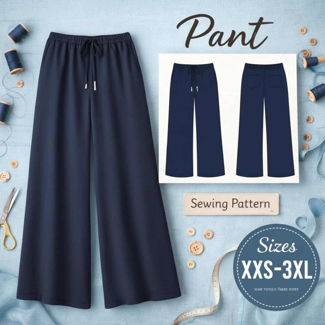Wide Leg Pants Sewing Pattern| Women Pants Pattern| Palazzo Pants ...