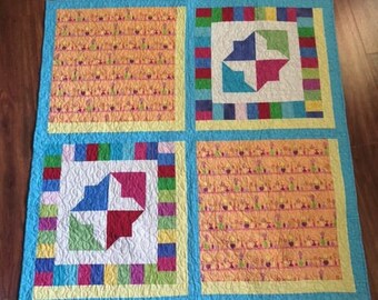 カラフルで明るいレインボーパッチワークピクニックブランケットテーブルクロス