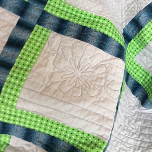 Spring flowers and showers quilt blue & green