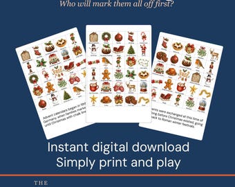 Christmas Bingo Game | Printable | 24 Boards | Family Activity