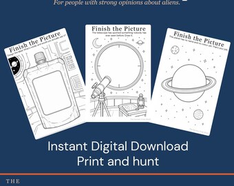 Finish the Picture: Space Printable | 10 Drawing Prompts | Instant Download | Kids Activity