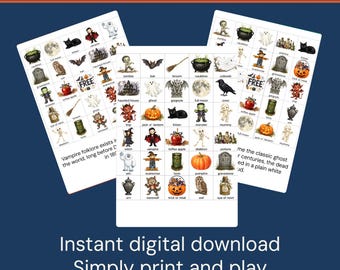 Halloween Bingo | 24 Printable Spooky Bingo Cards | Kids Family Game | Instant Download | Screen Free