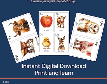 Farm Alphabet Cards Printable | A-Z Farmyard | Instant Download | Screen Free Activity