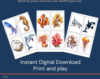 Ocean Matching Game Printable | 20 Sea Creatures | Instant Download | Screen Free Activity