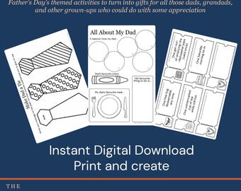 Father's Day Activity Pack – Kids Crafts, Jokes, Vouchers (Instant Download)