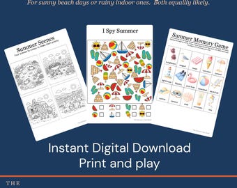 Summer Holiday Activity Pack - Printable | 14 Sheets | Instant Download | Kids Screen Free Activity