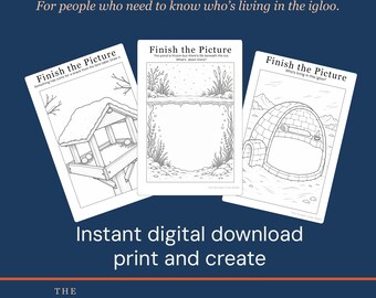 Finish the Picture - Winter | 10 Drawing Prompts | Printable | Instant Download
