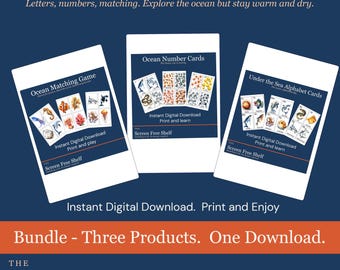 Ocean Activity Bundle | Alphabet, Numbers & Matching Game | Instant Download | Screen Free