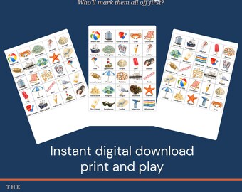 Beach Bingo - 24 Printable Seaside Bingo Cards | Kids Family Game | Instant Download | Screen Free
