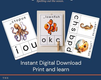 Ocean Spell and Clip Cards - Printable | Phonics Activity | Instant Download | Early Years