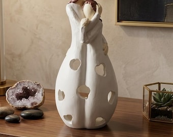 Handcrafted Mother and Child Stone Powder Figurine & Candle Holder, 22 cm / 8.66 Inches