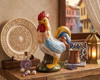 Hand-Painted Ceramic Rooster Figurine – Barcelos Inspired Folk Art Decor