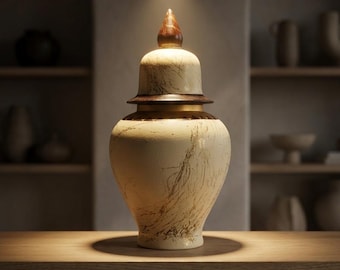 Handmade Ceramic Ginger Jar with Lid - Customizable Hand-Painted Decorative Urn - Unique Pottery Table Centerpiece