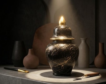 Handmade Ceramic Ginger Jar with Lid - Customizable Hand-Painted Decorative Urn - Unique Pottery Table Centerpiece