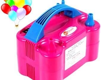 La bomba eléctrica para inflar globos infla fácil y rápidamente 2 globos a la vez.