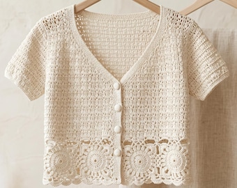 Chunky Textured Crochet Short Coat Pattern | Top-Down Raglan Jacket (PDF Download)