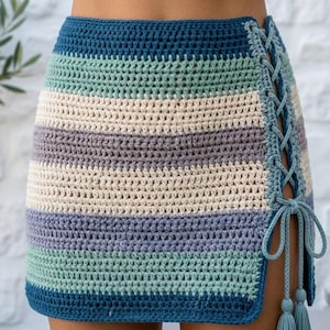 Rainbow Sorbet Crochet Mini Skirt Pattern | Boho Striped Summer Beach Wrap (Digital PDF Download)