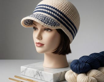 Crochet Cap Pattern PDF | Textured Sports Hat with Visor (Digital Download)
