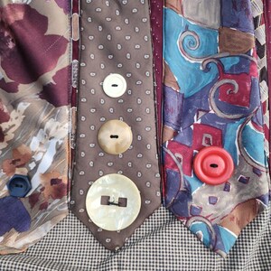 Handmade Necktie Drawstring Patchwork Tote Shoulder Carry All Bag Backpack GC image 2
