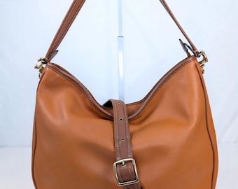 Coach Soft Tabby Hobo Leather Shoulder/Crossbody Bag Tan Brown w/Brass Metal