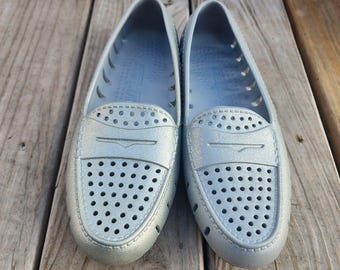 Floafers Posh Driver Women's Sz 10 Harbor Mist Shimmer Gray Water Shoes Used GC