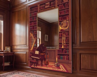 装飾的な書斎の鏡、ピアノ音楽室の壁飾り、クラシックな書斎のインテリア装飾