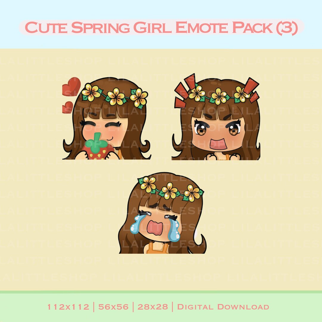 Spring Emotes Cute Strawberry Flower Emote Pack | Spring Girl Kawaii - Etsy