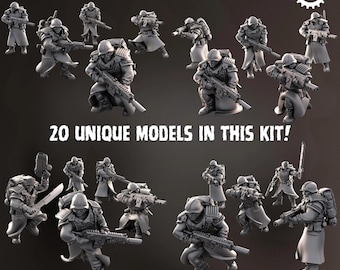 Squadra del Reggimento Mantello Notturno di Adeptus Miniatures / Miniature da tavolo stampate in 3D