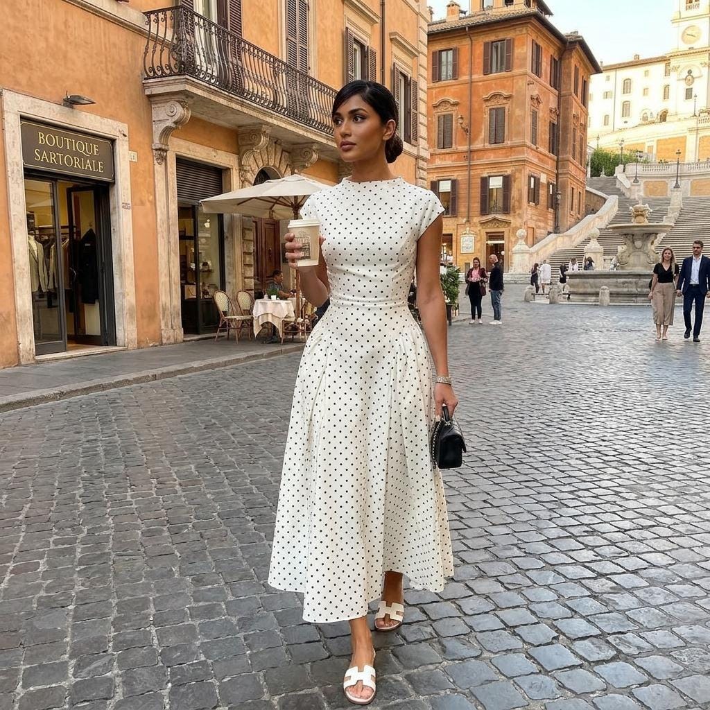 amazon black and white polka dot dress Rich In Love Strapless Midi Dress White/Black Polka Dot