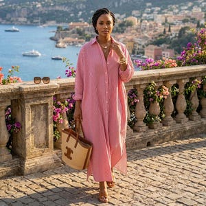 Vestido largo de algodón a rayas, caftán de playa con mangas murciélago, vestido camisero veraniego holgado, caftán asimétrico extragrande, conjunto informal de estilo bohemio para vacaciones.