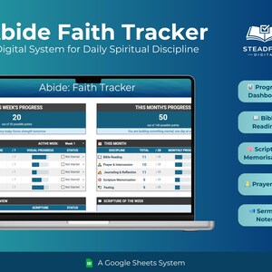 Christian Faith Tracker Google Sheets | Daily Prayer, Bible Reading (Digital Download)