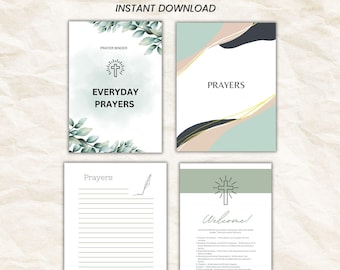 Carpeta de oración, para fortalecer la fe, diseño de hoja verde, imprimible, descarga digital.