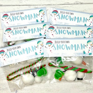 Décoration de sac modifiable en forme de bonhomme de neige, cadeaux de Noël pour les cours de Noël, cartes de bonhomme de neige imprimables, cadeau de Noël pour les cours