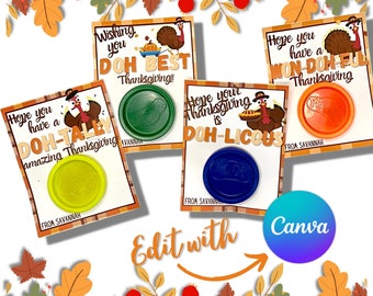 Thanksgiving PlayDoh gift printable, Thanksgiving class favors, Thanksgiving Cards, Play-doh Thanksgiving, Non-candy class party download