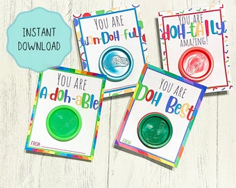 Printable PlayDoh Valentines, Valentine class favors, Printable Valentine Cards, Play-doh Valentines, Non-candy class party digital download