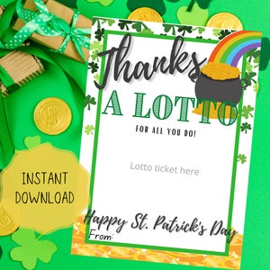St. Patricks Day Lotto-Geschenkkarte, Vielen Dank für alles, was Sie tun, Lotterie-Geschenkkarte, glücklichen St. Patrick's Day, Lotto-Geschenkkarte