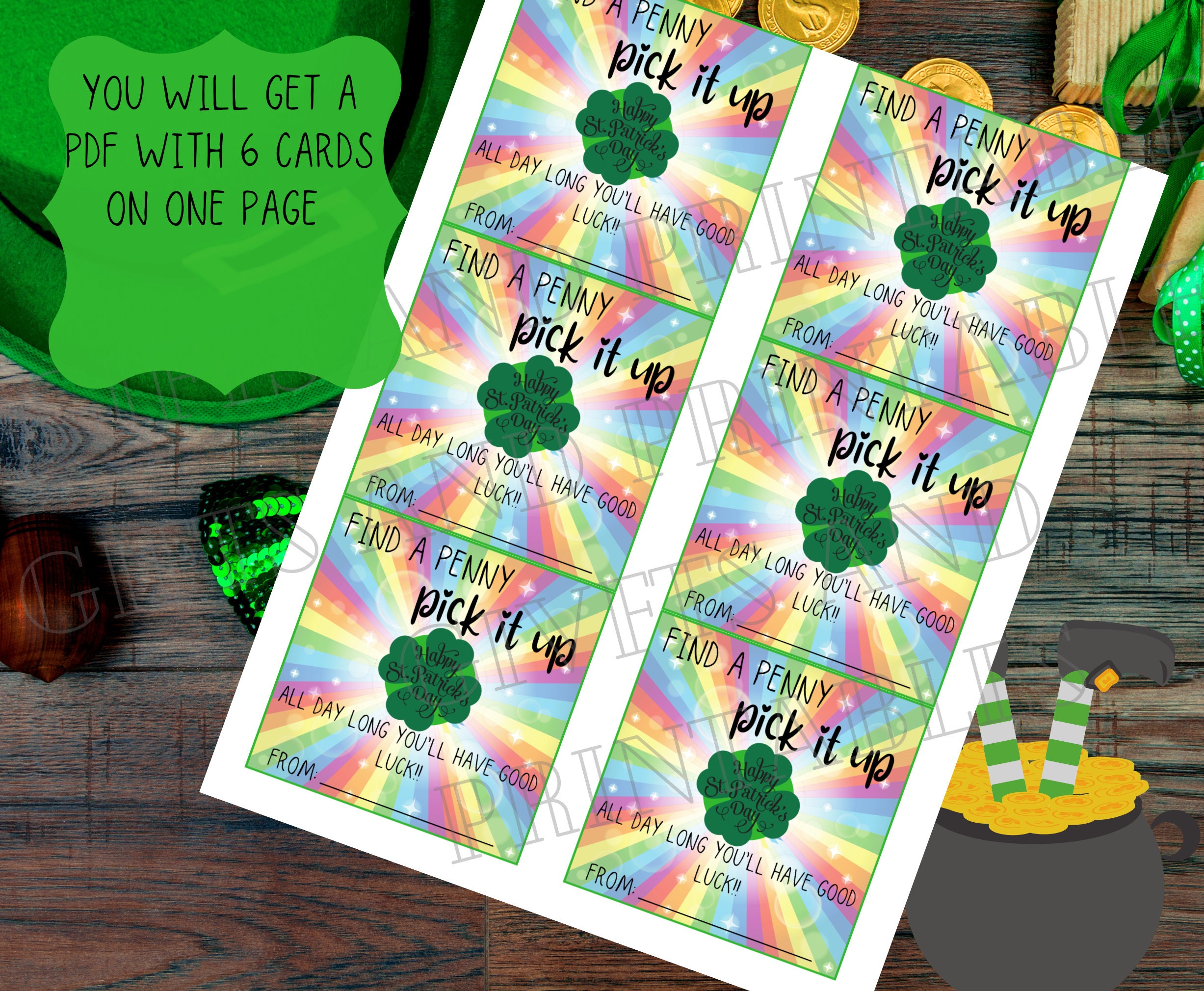 St Patricks Day Printable Find a Penny Gift Tag for Classmates Etsy