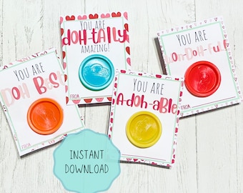 PlayDoh Valentines, Valentine class favors, Printable Valentine Cards, Play-doh Valentines, Non-candy class party digital download