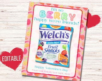 Fruit Snack Valentines, Gummie Valentine class favors, Kids Printable Valentine Cards, Gummy Valentines, class party digital download