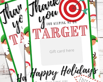 Thank you for keeping me on Target Christmas gift card holder, printable Teacher editable gift card, target gift card
