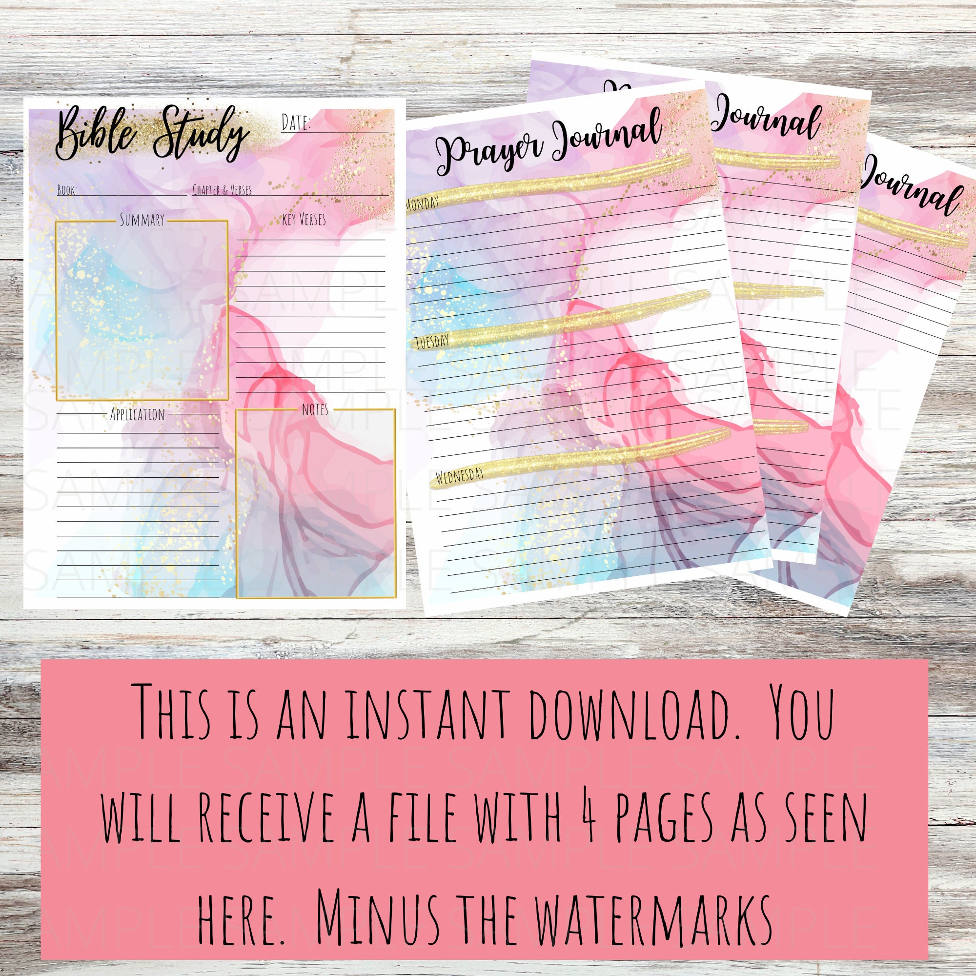 Bible Study Prayer Journal Printable, Watercolor Prayer Printable Daily ...
