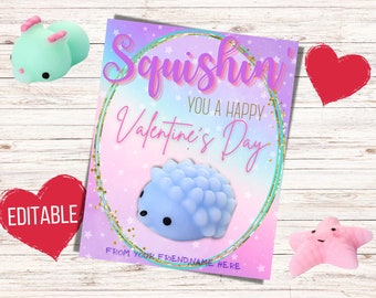 Squishy Valentines, squishimal Valentine class favors, Kids Printable Valentine Cards, squishie Valentines, class party digital download