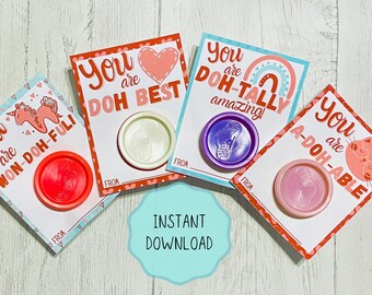PlayDoh Valentines, Valentine class favors, Printable Valentine Cards, Play-doh Valentines, Non-candy class party digital download