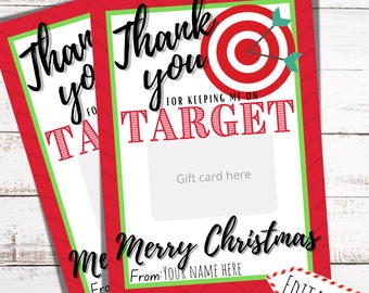 Printable Christmas keeping me on Target gift card holder, Merry Christmas gift card holder, Teacher editable gift card, target gift card