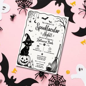 Zaproszenie na Halloween Let's Get Sheet Faced, zabawne zaproszenie na imprezę kostiumową dla dorosłych, szablon Canva z gotyckim szkieletem