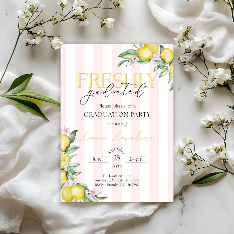 Invitación digital para fiesta de graduación (plantilla personalizable de Canva) imagen 4