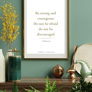 Bible Verse Print Joshua 1:9 | Christian Wall Art | Be Strong and Courageous | Scripture Print | Instant Download