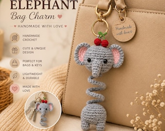 Langhals Elefant Amigurumi Häkelanleitung, Taschenanhänger Schlüsselanhänger Anleitung (PDF Download)