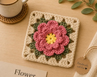 Flower Grandma Square Häkelanleitung, Einfaches Anfängermotiv, Decke Afghan Block (PDF Download)