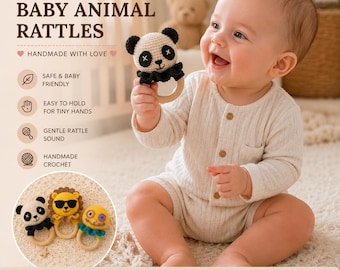 3 Baby-Tierrasseln: Amigurumi Kindergarten Häkelanleitung Bundle (PDF Digitaler Download)